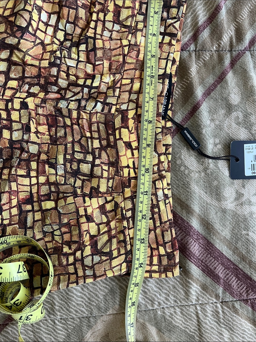 Dolce & Gabbana Yellow and Brown Mosaic Print Skirt - Picture 7 of 7